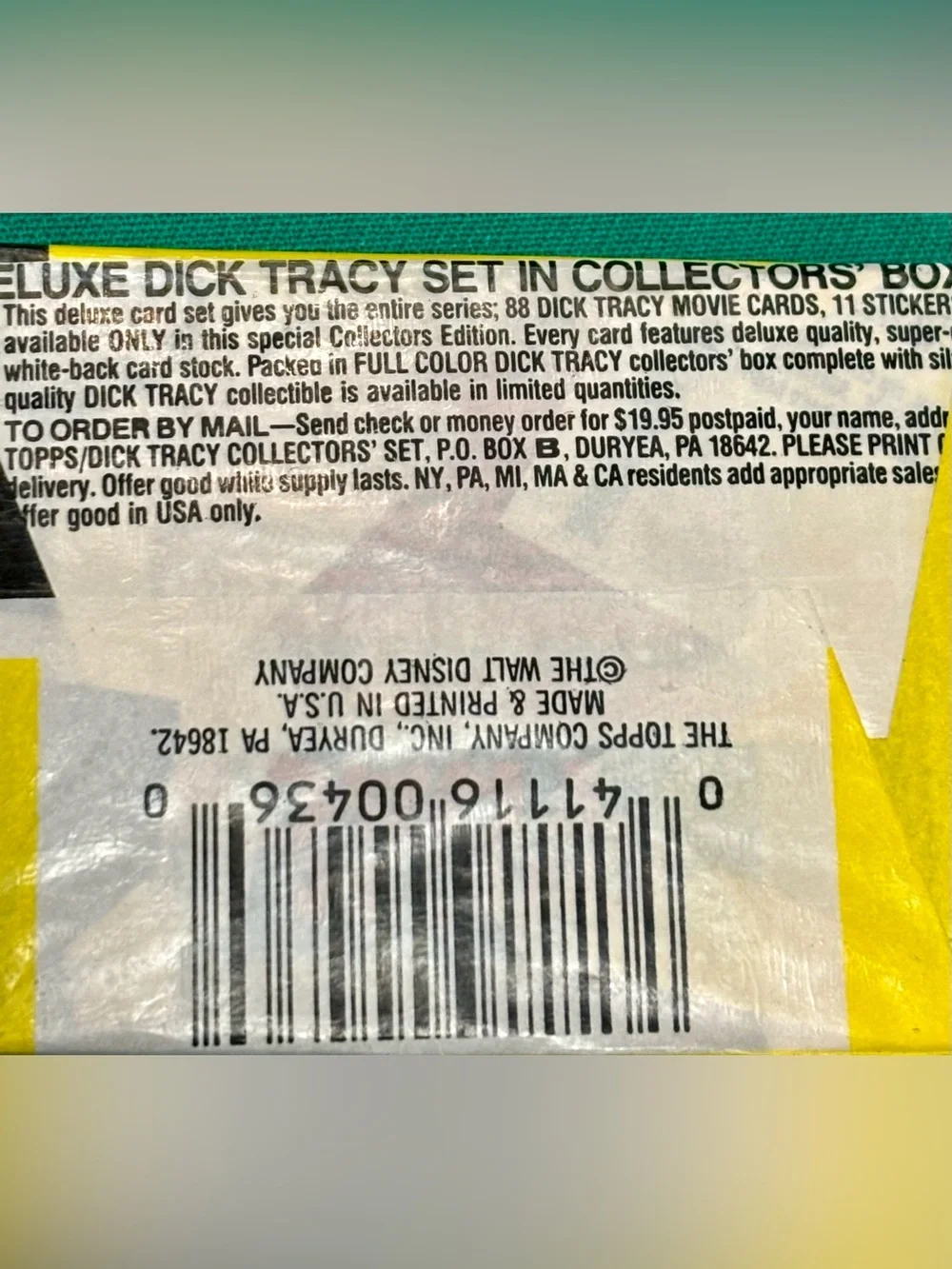DICK TRACY | TOPPs | Trading Cards Sealed Pack 8 Cards 1 Sticker | VTG 1990